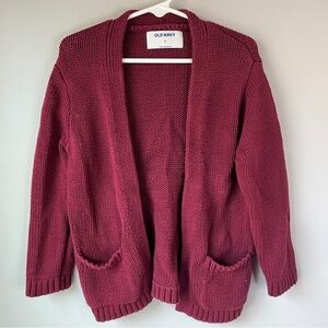 Old Navy Girls Burgundy Open Front Cardigan